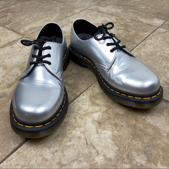 dr martens vegan silver